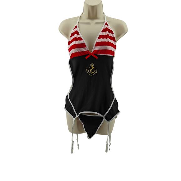 Romwe Retro Sailor Two Piece Lingerie Set Womens Large - Picture 3 of 10